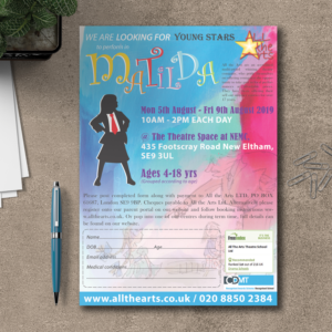 Children musical theatre summer course 'Matilda' | Flyer Design by Viraj Perera