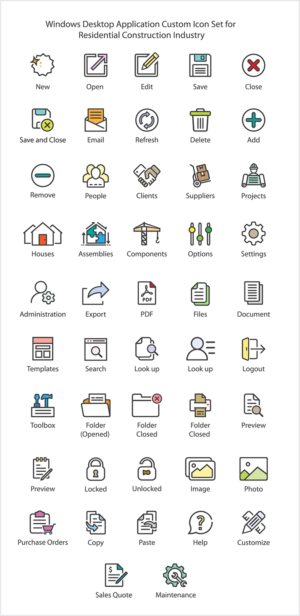 Windows Desktop Application Custom Icon Set for Residential Construction Industry | Graphic Design by bdesigner9