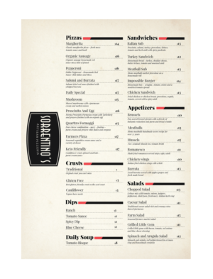 Sorrentino’s Artisan Pizzeria Menu Contest | Menü-Design von Benson M.