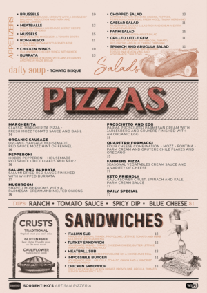 Sorrentino’s Artisan Pizzeria Menu Contest | Menü-Design von mrmrnjr