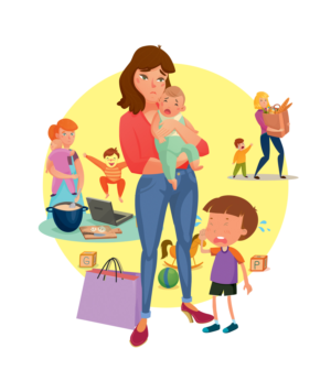 Create an illustration of a busy family | Graphic Design by ajeesh.in