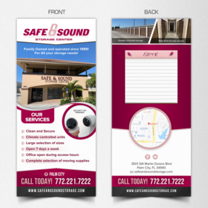 Rack card for Self Storage Company.  Distributed to all potential customers. | Brochure Design by SAI DESIGNS