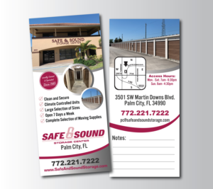 Rack card for Self Storage Company.  Distributed to all potential customers. | Brochure Design by TracyInspires