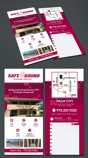 Rack card for Self Storage Company.  Distributed to all potential customers. | Brochure Design by BLUE WINGS