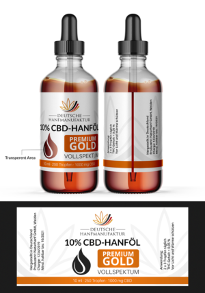 Bottle Label for Premium Gold CBD Oil | Etikett-Design von SAI DESIGNS