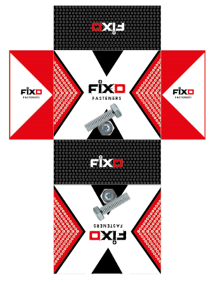 Designed box for fasteners with brand FIXO | Packaging Design by eleven