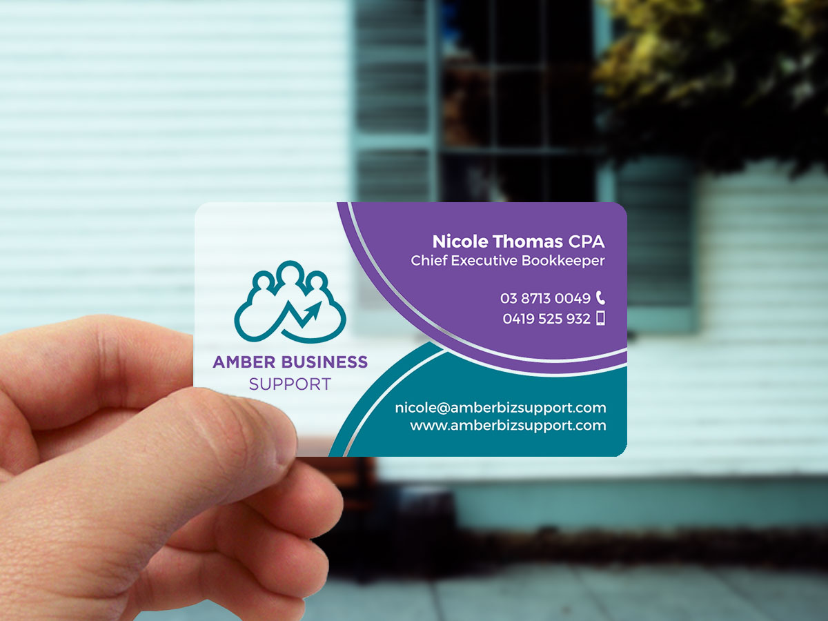 Business Card Design by JK18 for Amber Business Support | Design #21884557