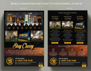 A5 & A4 Advertising Flyer Design for Mobile Caravan Bar and Event Styling Business | Flyer Design by ARTOGRAPHY