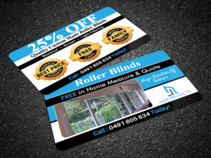 Professional looking Roller Blind Discount Card that portrays quality at a value for money price! | Business Card Design by Sandaruwan