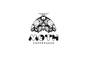 MOTH Copenhagen - Moth with big letters and Copenhagen, under the MOTH text, with small letters | Logo Design by GLDesigns