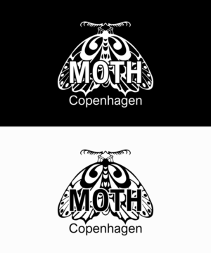 MOTH Copenhagen - Moth with big letters and Copenhagen, under the MOTH text, with small letters | Logo Design by adelvalle