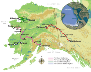 Alaska Artistic Rendering Map of Trails and Locations | Graphic Design by Emmanuel Creations