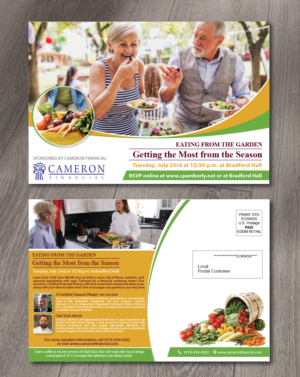 Financial management business is partnering with chef for a cooking demo and financial workshop j... | Postcard Design by alex989