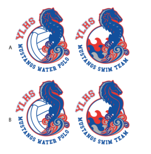 YLHS Mustangs Water Polo, YLHS Mustangs Aquatics,YLHS Mustangs Swim | Logo Design by Al Pech