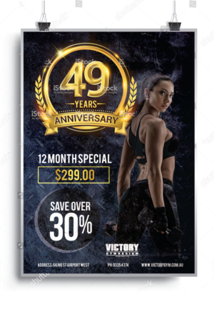 Melbourne Gym Celebrating 49 years of business | Graphic Design by MDesigns ™