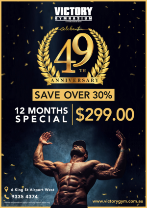 Melbourne Gym Celebrating 49 years of business | Graphic Design by desainerd