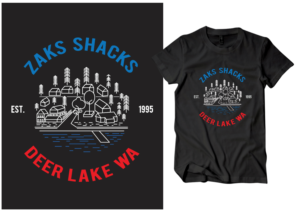 Lake house in Washington state. Peaceful retreat on secluded lake in Pacific Northwest | T-Shirt-Design von Uprinteez