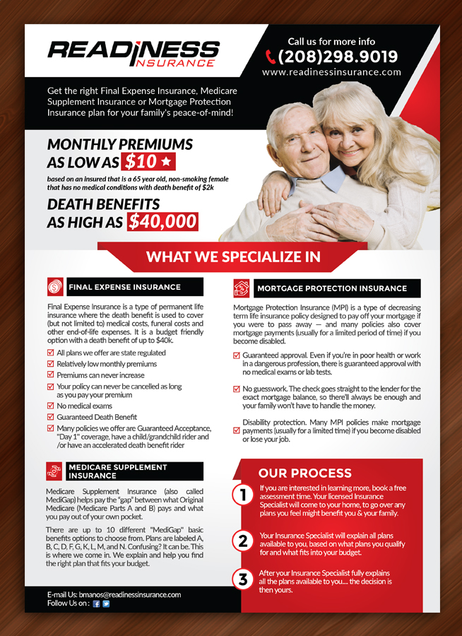 Flyer Design by Sarmishtha Chattopadhyay_loginchange for Readiness Insurance | Design #22145739