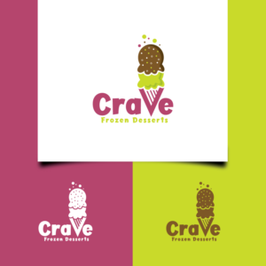 “Crave” large text.  “Frozen Desserts” smaller text | Logo Design by Graphic Bricks