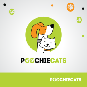 The logo should have the word "PoochieCats" in combination with a fun/cute image of a dog or cat. of a Dog & Cat  | Mascot Design by :) Zoya