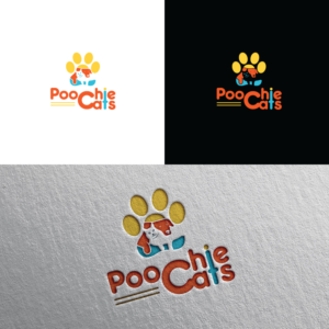 The logo should have the word "PoochieCats" in combination with a fun/cute image of a dog or cat. of a Dog & Cat  | Mascot Design by Rii