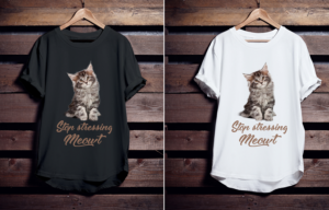 Stop Stressing Meowt Cute/Funny Cat T-shirt  | T-Shirt-Design von fallingpixels