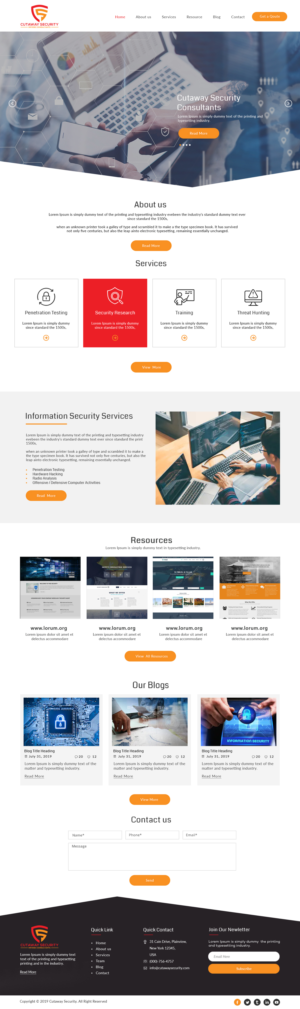 Wordpress Design by bdesigner9 for Cutaway Security, LLC. | Design #22268077