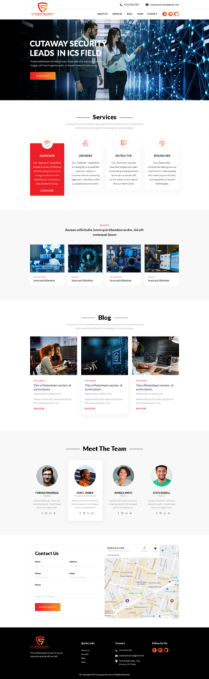 Wordpress Design by simplyweb for Cutaway Security, LLC. | Design #22286101