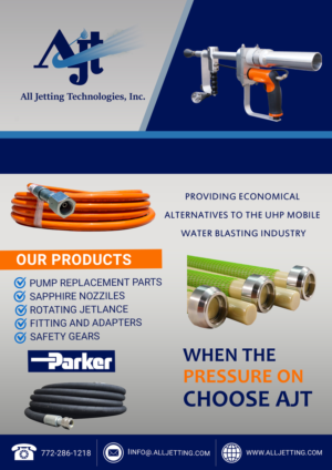 Full Page 40k PSI Water Blasting / Water Jetting  Ad | Flyer Design by CreativeFeather