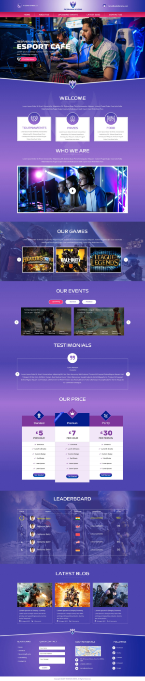 Respawn Arena Gaming Website eSports  | Web Design by Sbss