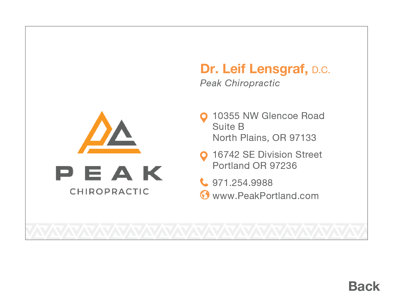 Business Card Design by typeo1978 for Peak Chiropractic | Design #22426663