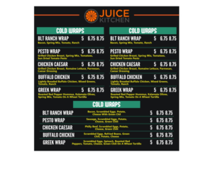 Update Juice Kitchen menu board to appear Fresh and modern | Signage Design by ammar_ed