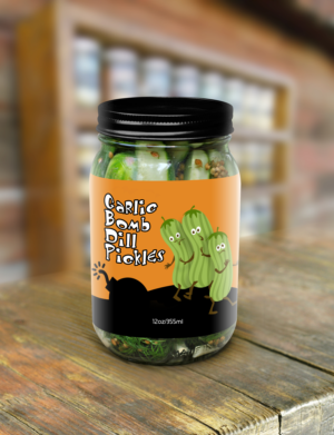 Garlic Bomb Dill Pickles needs your smart gourmet Design | Packaging Design by tarokun