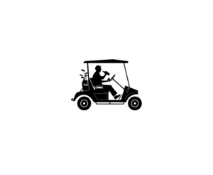 Golf Cart with a guy drinking a beer | Graphic Design by Gree™