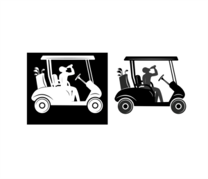 Golf Cart with a guy drinking a beer | Graphic Design by IndreDesign