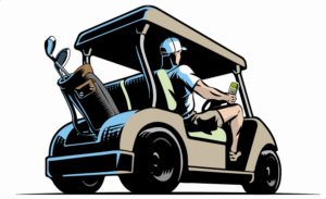 Golf Cart with a guy drinking a beer | Graphic Design by WHollis63