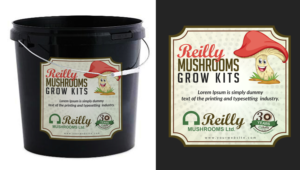 A label design for a home grow mushroom kit  | Packaging Design by SAI DESIGNS