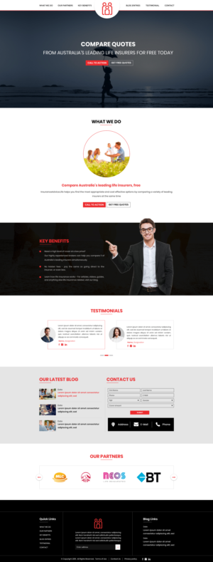 Life insurance company website and landing page | WordPress-Design von SAI DESIGNS