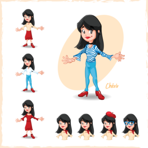 2D French Girl Cartoon For Gift Boxing Retail Company, Cherir.  | Character Design by Gabriel T. Marques