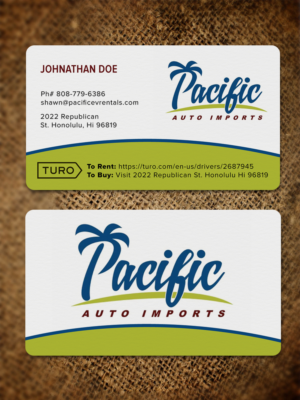 Business Card Design by JK18 for Pacific Auto Imports | Design #22721712