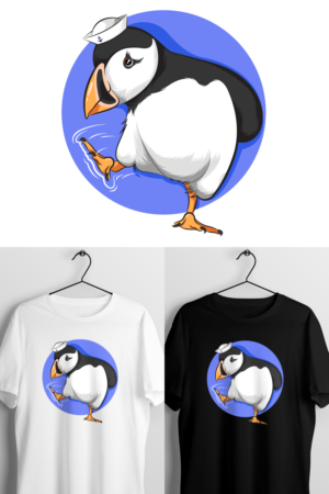 Kicking Puffin image T-shirt design | T-Shirt-Design von Mrigank Patankar