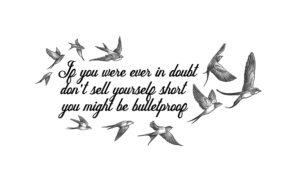 Feminine Shinedown quote with black/gray birds | Tattoo Design by SangBlater