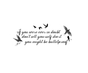 Feminine Shinedown quote with black/gray birds | Tattoo Design by Jezzus