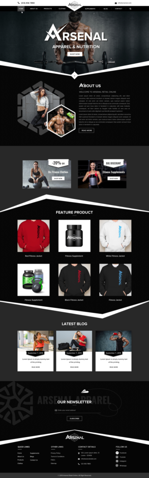 Arsenal Apparel and Nutrition is looking for a Clothing/Supplement Online Store Website! | Web-Design von Sbss