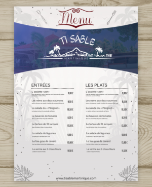 Restaurant Menu for beach club in Martinique | Menü-Design von hassan karrach