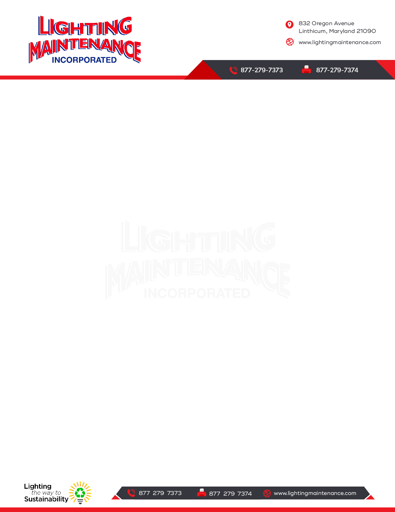 Letterhead Design by jeevanraj3dv 2 for Lighting Maintenance Inc | Design #23010300