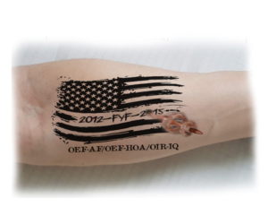 American Flag (black Ink) on inner forearm Partly slightly distressed (NO CLIP ART AT ALL)* | Tattoo Design by Jezzus