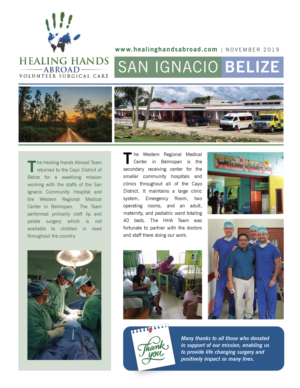 Newsletter for a recent surgical mission conducted by Healing Hands Abroad | Newsletter Design by atularts