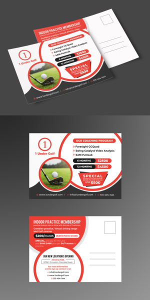 1 Under Golf New Location Postcard | Postcard Design by OwnDesign