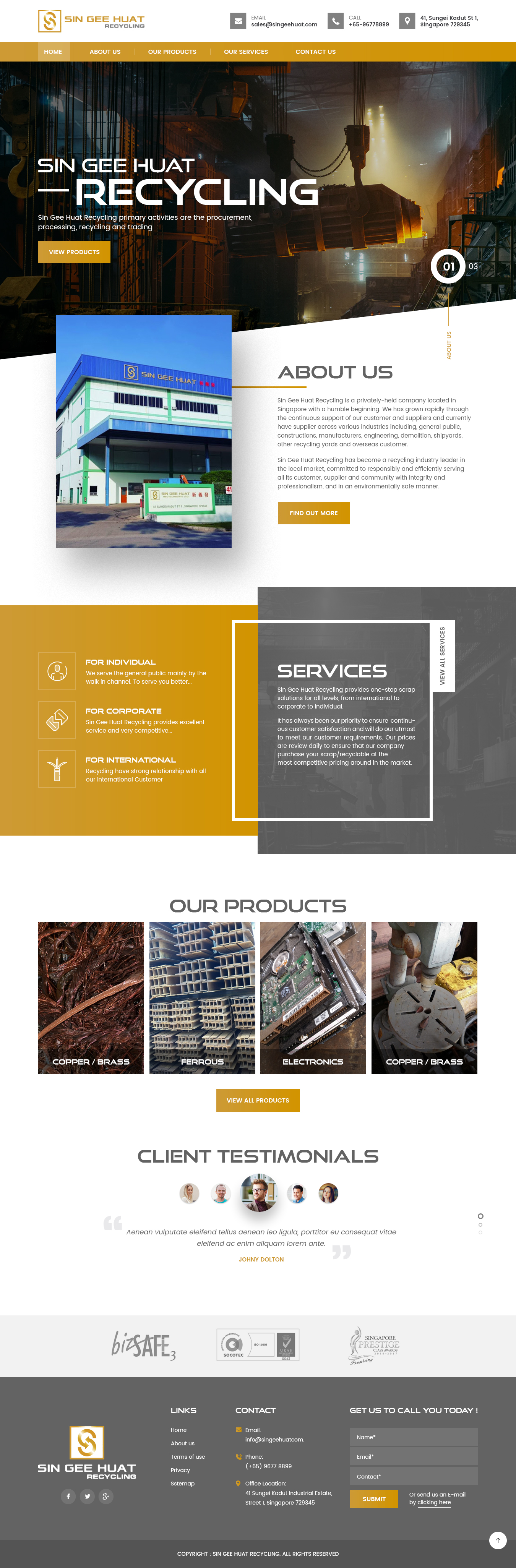 Web Design by nzdesigners for Sin Gee Huat Recycling | Design #23251492